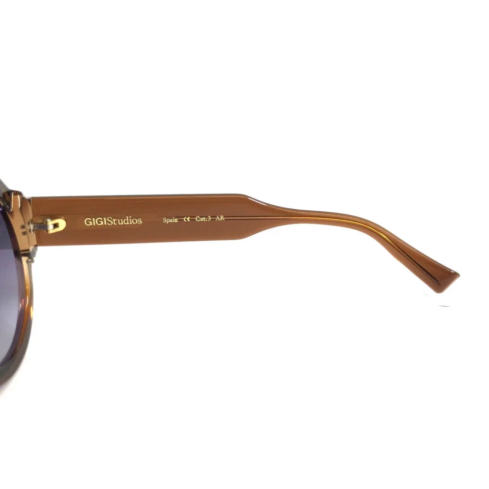 Gigi Studios Sunglasses LAURA 6454/10 Brown Round Frames w/ Gradient Blue Lenses